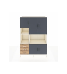 Hyperion Dolap 9 Raflı 3 Çekmeceli 5 Kapaklı 132x44x195 Aytaşı-Antrasit/Çam