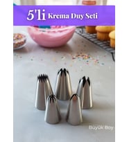 Büyük Boy Krema Duy Seti 5'li Paslanmaz Pasta Cupcake ve Kurabiye Duyu Çelik Süsleme Başlıkları