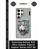 Samsung Galaxy S24 Ultra Kaplan Figürlü Raptor Series Kılıf 3D Aksesuar Koruyucu Silikon Koruma