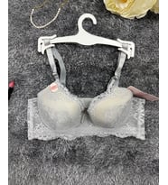 Dantelli C Cup Destekli Push-up 3 Kademe Kopçalı Üstün Kalite Sütyen (Siyah)