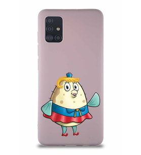 Samsung Galaxy M31S Soft Premier Kapak Bayan Puff Tasarımlı Silikon Kılıf - Pudra (Şeffaf)
