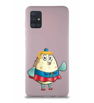 Samsung Galaxy M31S Soft Premier Kapak Bayan Puff Tasarımlı Silikon Kılıf - Pudra (Şeffaf)