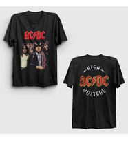 Presmono Unisex Siyah High Voltage V2 AC/DC Sırt Baskılı T-Shirt 518511tt