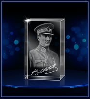3d Kristal Atatürk 08 (Gerçek 3 Boyutlu Görüntü)