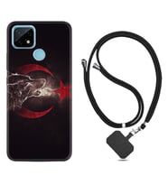 Realme C11 C21 C21Y C25Y C11 2021 Kılıf Boyun Askılı Silikon Kurt ve Ay Yıldız 1403