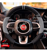 Fiat Egea Cross Dikme Direksiyon Kılıfı Delikli Deri Parlak Siyah Gri Detay Çift Yüzük ve Dikiş 2020-2021