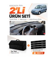 e-biz OPEL COMBO C (2001-2011) Uyumlu Torpido Örtüsü + Tay Tüyü Bagaj Çantası Seti - Siyah - OP007