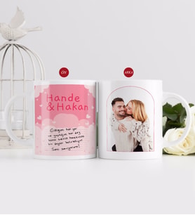 BK Gift Kişiye Özel El Yazı Mesajlı Fotoğraflı Hediye Beyaz Kupa Bardak-2
