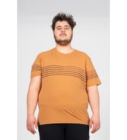 Maraton Büyük Beden Erkek Bisiklet Yaka Karamel T-shirt