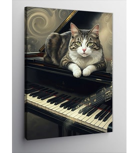 Kanvas Tablo Piyanodaki Kedi