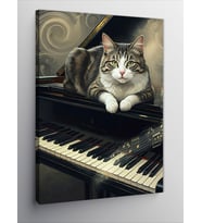 Kanvas Tablo Piyanodaki Kedi