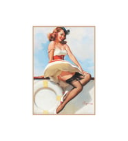 Retro Denizci Kıyafetli Kadın Figürlü Ahşap Tablo