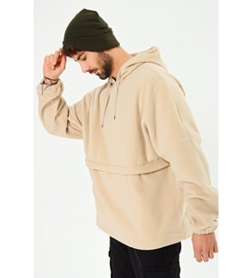 Chuba Erkek Kapüşonlu Oversize Outdoor Retro Polar Hoodie 21W801 (Bej)