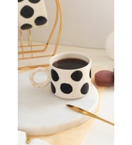 El Yapımı Benek Desenli 24K Altın Dekorlu Seramik Mug 200ml