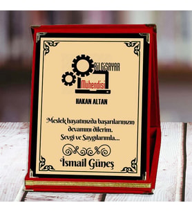 Bilgisayar Mühendisi Baskılı Plaket (1. Tasarım)  Kişiye Özel (Kırmızı)