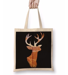Deer Silhouette Bez Çanta Uzun Saplı