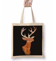 Deer Silhouette Bez Çanta Uzun Saplı