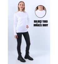 KADIN BALIKÇI YAKA UZUN KOLLU BODY