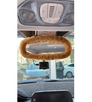 Peluş Dikiz Ayna Kılıfı Süs Kahverengi