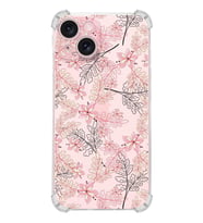 PrintiFy rintiFy Apple iPhone 15 (Kamera Açık) Uyumlu Köşe Korumalı Floral Kırmızı Kılıf