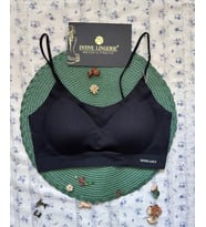 Valentina Fitilli İnce Askılı Hafif Destekli Kopçasız Dikişsiz Lazer Kesim Bralet/Sütyen/Büstiyer (Siyah)
