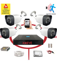 4'lü Hareket Algılayan 5 Mp Lens 1080P 36 IRLED Metal Kasa Güvenlik Kamerası Seti_436