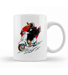 Bird Rider Vespa Lover Kupa Bardak Porselen