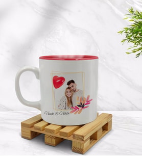 BK Gift Kişiye Özel İsimli Fotoğraflı İçi Kırmızı Renkli Kupa Bardak Model 29