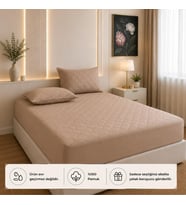 Yatak Koruyucu Alez Kapitone Kahverengi Renk%100 Pamuk Fitted Alez Çarşaf 160 X 200