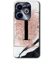 İnfinix Hot 40i Kılıf HD Desen Baskılı Kılıf - Pembe Mermer Desenli I Harfi