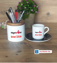 Fizyoterapist Hediyeleri Türk Kahvesi Fincanı Kırmızı, Kalemlik Kişiye Özel Hediye (Model 5)