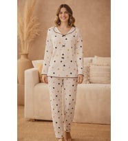 Kadın 15998 Kaşkorse % 100 Pamuk Uzun Kol Pijama Takımı