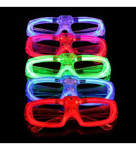 LED Işıklı Glow Pilli Parti Gözlüğü - Glow Efektli 6 Adet 5 Renk