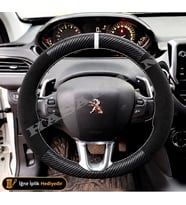 Peugeot 2008 Dikme Direksiyon Kılıfı Alcantara Süet Mat Karbon Beyaz Yüzük ve Dikiş Active-Allure-GT-Line-F1 Vitesli Tipler 2016-2019