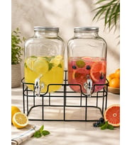İkili Cam Damacana, Şerbetlik, Limonatalık Musluklu (5+5 Lt.)