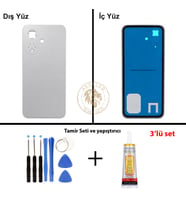 Infinix Smart 10 Gümüş Uyumlu Arka Kapak + Yapıştırıcı ve Vida Seti Arka Cam Batarya Pil Kapağı