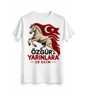 Kırmızı Beyaz Gurur – 29 Ekim Cumhuriyet Bayramı DTG Baskılı Beyaz Tişört