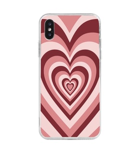 Iphone XS MAX Uyumlu Pembe Kalp Tasarımlı Şeffaf Telefon Kılıfı