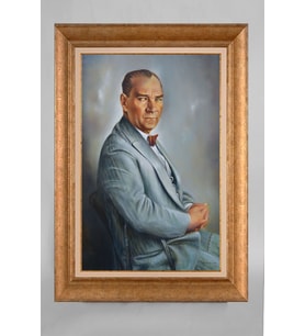 Çerçeveli Paspartulu Atatürk Tablo a429 (Gold)