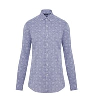 Hatemoğlu Lacivert Desenli Slim Fit Keten Gömlek