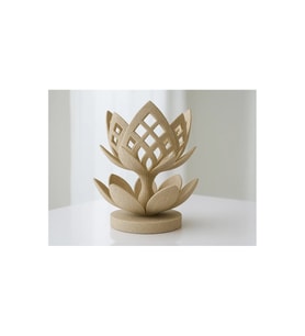 Alvera Lotus Çiçeği Mumluk – 3D Baskı Dekoratif Tealight Mumluk-Bej