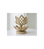 Alvera Lotus Çiçeği Mumluk – 3D Baskı Dekoratif Tealight Mumluk-Bej
