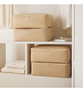Home Wave 4'lü Büyük Boy Bej Pötikare Baza Altı Hurç Set 62 x 46 x 22 cm