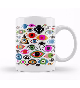 Evil Eye Rengarenk Meditasyon Kupa Bardak Porselen