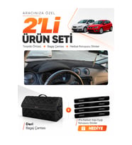e-biz SEAT IBIZA (2008-2017) Uyumlu Torpido Örtüsü + Deri Bagaj Çantası Seti - Siyah - SE004