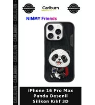 iPhone 16 Pro Max Panda Desenli Silikon Kılıf 3D Mobil Aksesuar Stil Sahibi