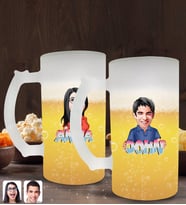 BK Gift Kişiye Özel İsimli Erkek ve Kadın Karikatürlü 2’li Cam Bira Bardağı 50cl-1 (Beyaz)