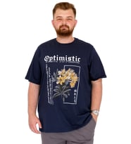 Mode XL Büyük Beden Erkek T-Shirt Bisiklet Yaka OPTIMISTIC U25028 İndigo