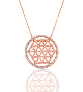 Söğütlü Silver Gümüş rose zirkon taşlı yaşam çiçeği kolye