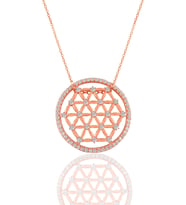 Söğütlü Silver Gümüş rose zirkon taşlı yaşam çiçeği kolye